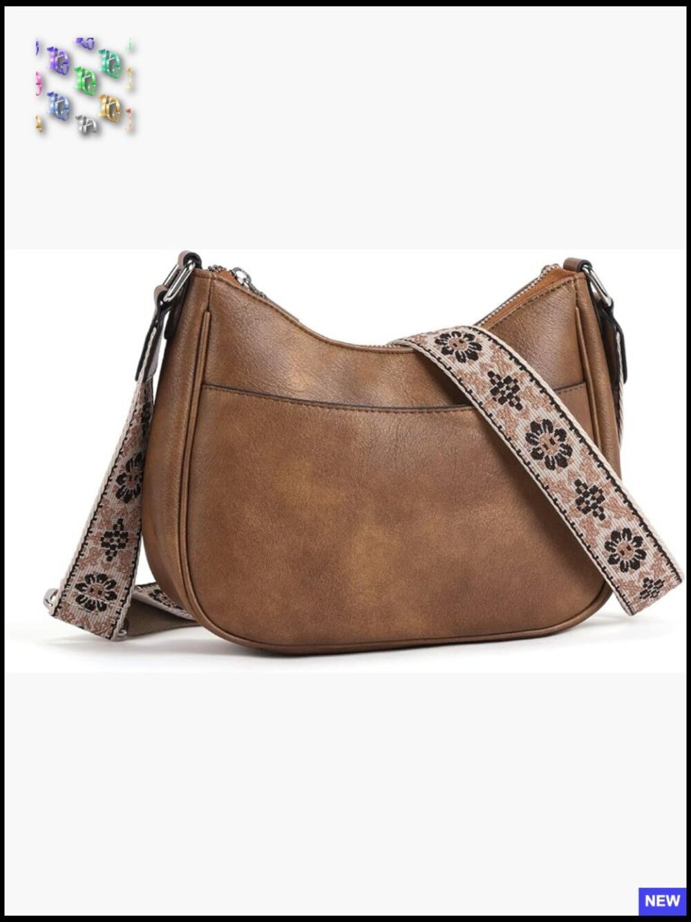 Vegan Leather Crossbody Bag with Adjustable Strap Crescent Boho Hobo Style